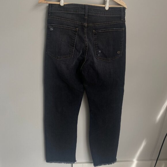 Fidelity Taylor Straight Crop Heart Attack Black Denim Jeans Size 28 - Picture 5 of 10